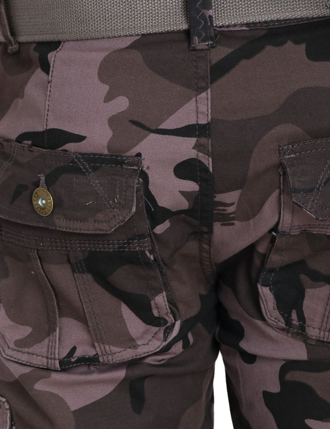 Kotty Men Grey & Black Regular Fit Printed Cargos