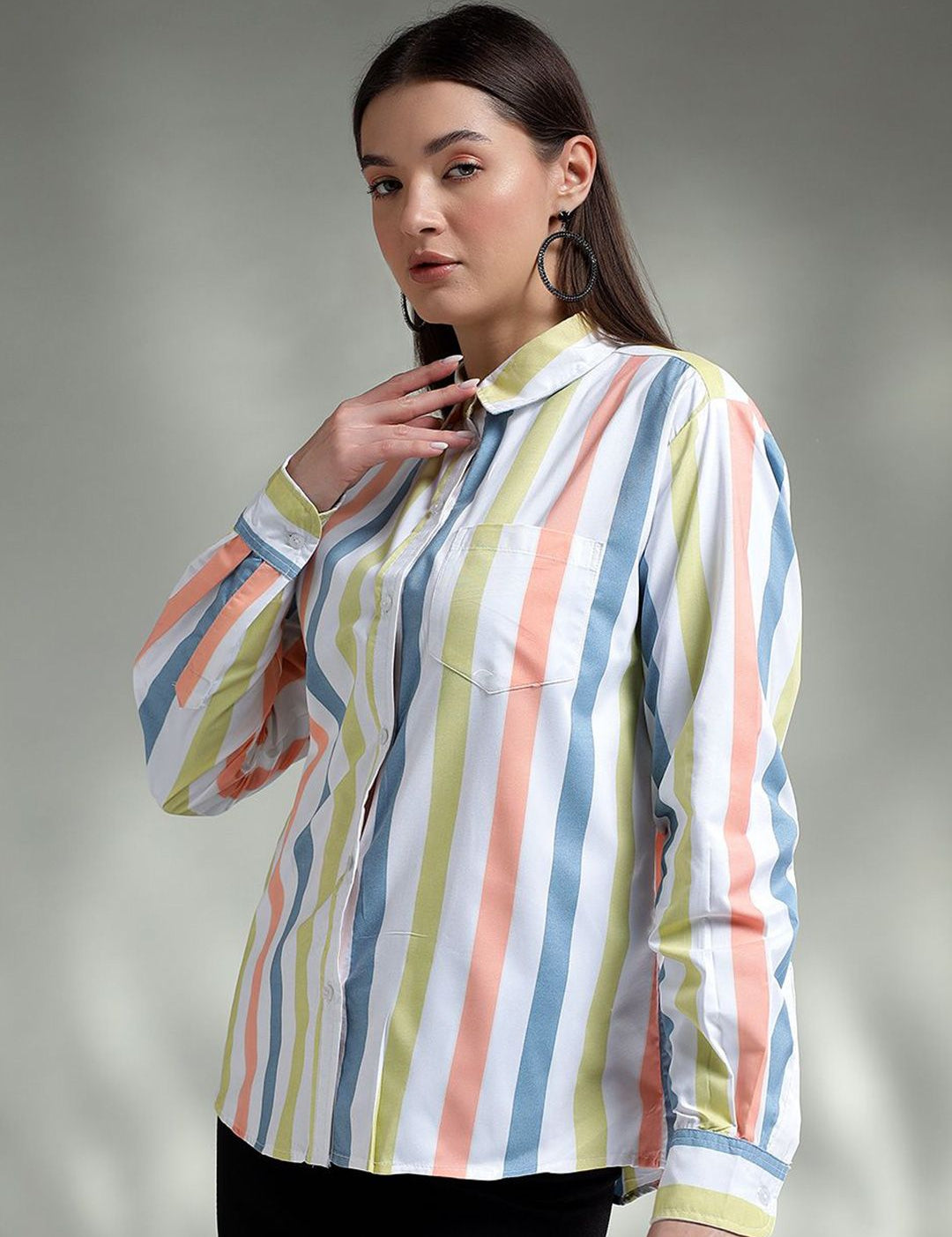 Kotty Women Spread Collar Graphic Printed Cotton Casual Shirt