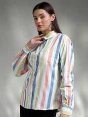 Kotty Women Spread Collar Graphic Printed Cotton Casual Shirt