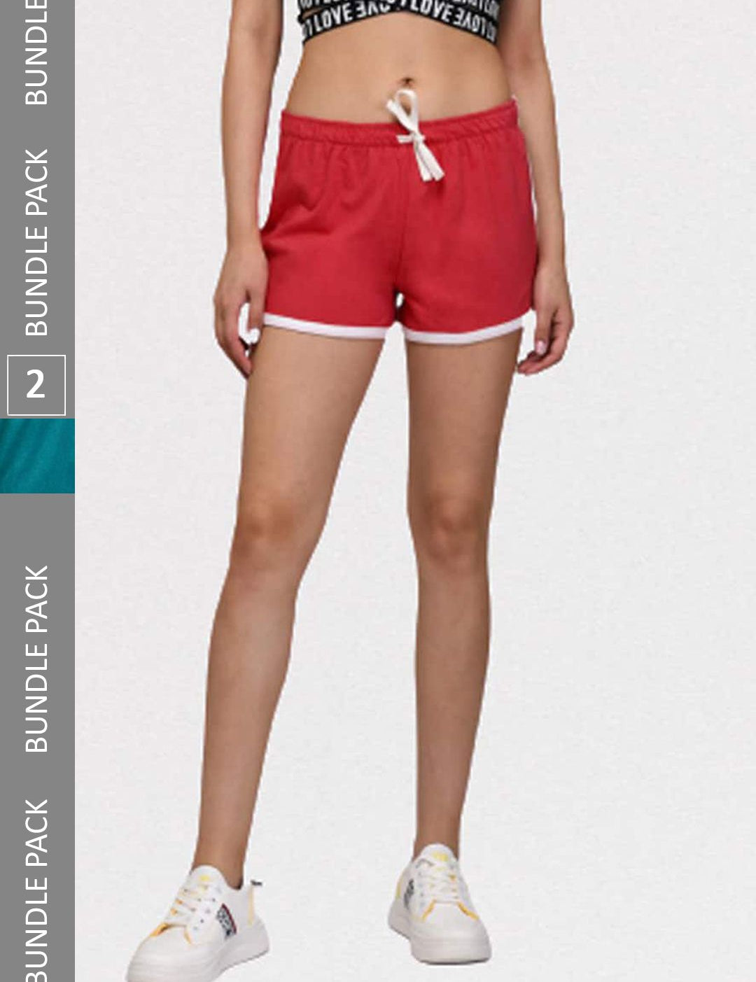 Kotty Pack of 2 Women Slim Fit Low-Rise Gym Cotton Shorts