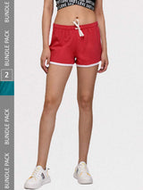 Kotty Pack of 2 Women Slim Fit Low-Rise Gym Cotton Shorts