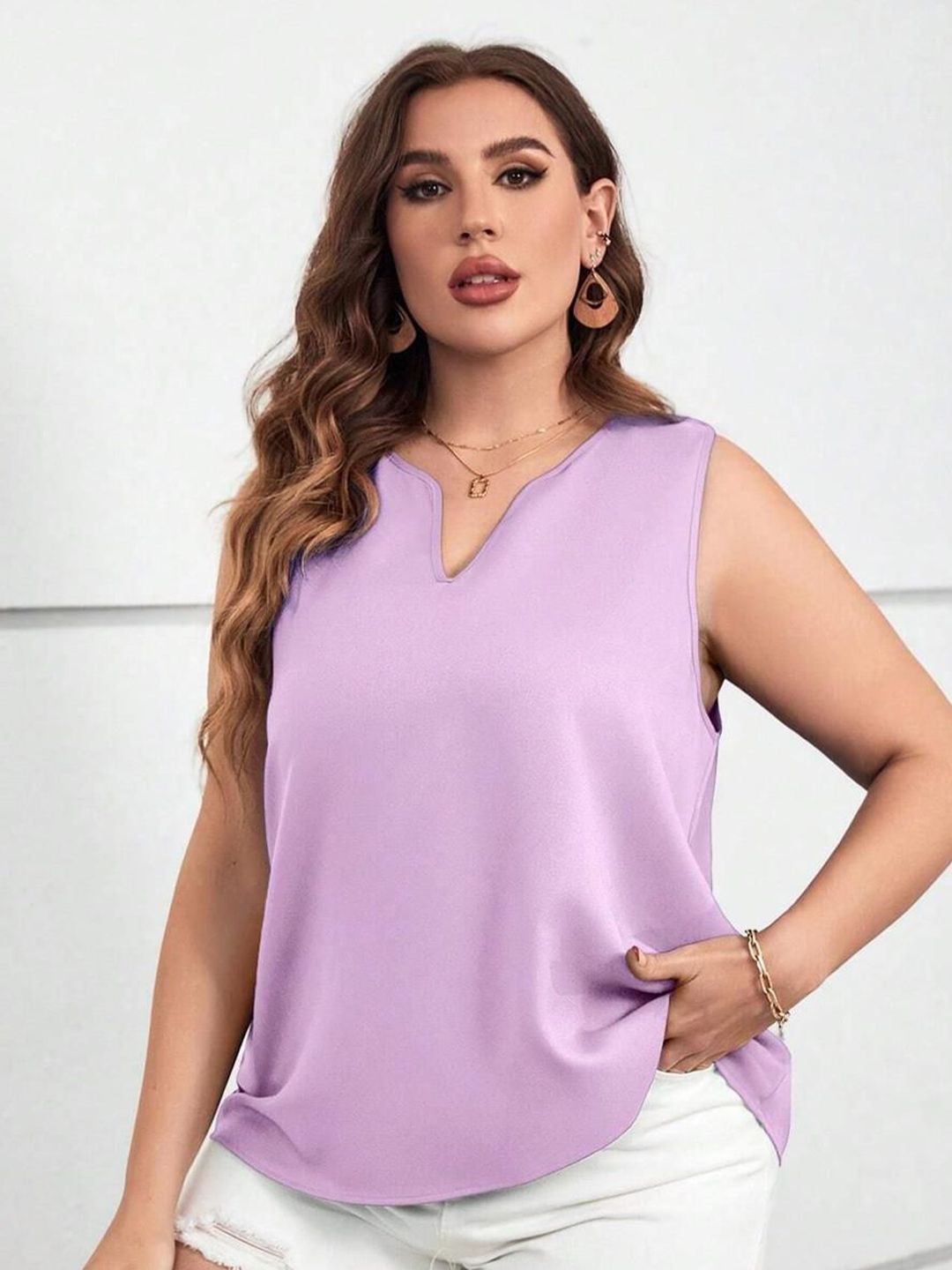 KOTTY Basics Round Neck Solid Crepe Top