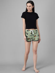 Kotty Women Green Printed Lounge Shorts