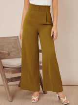 Kotty Women Wide Leg High-Rise Pleated Korean Pants Trousers