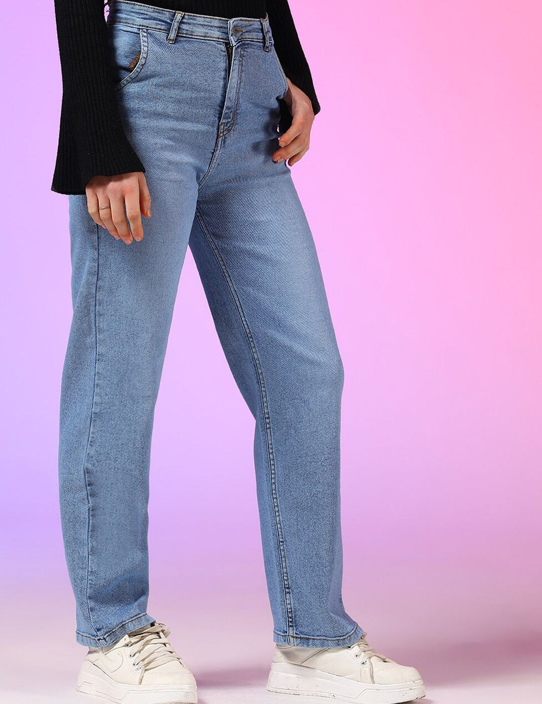 Stylecast X KOTTY Basics Women Jean Straight Fit High-Rise Stretchable Jeans