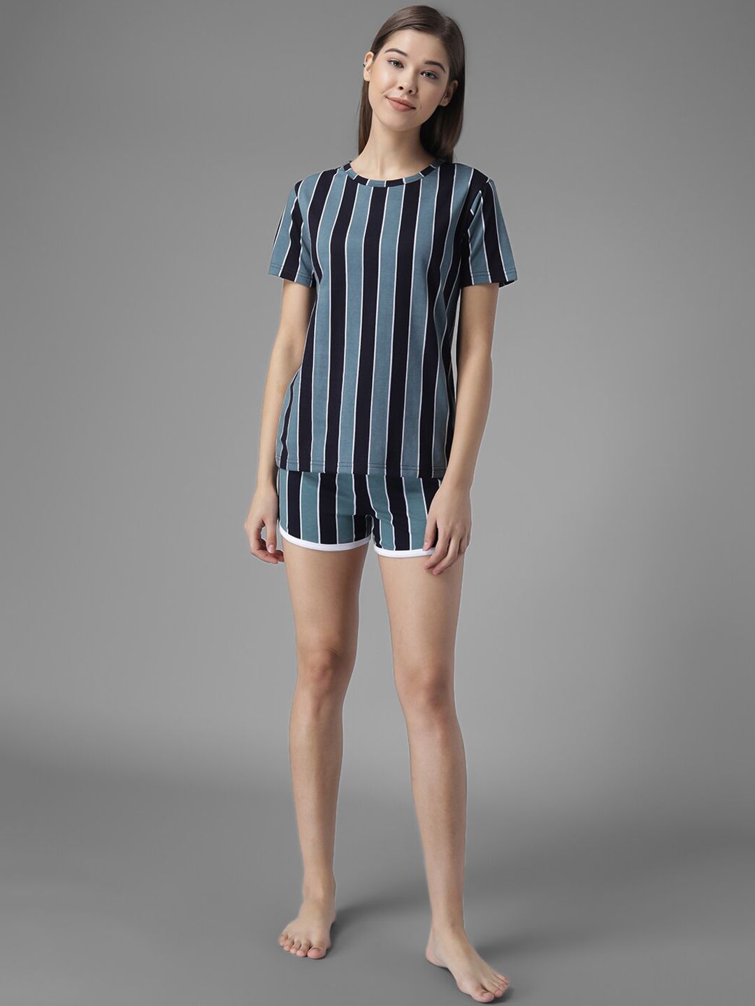 Kotty Women Striped Slim Fit Low-Rise Running Hot Pants with Technology Shorts