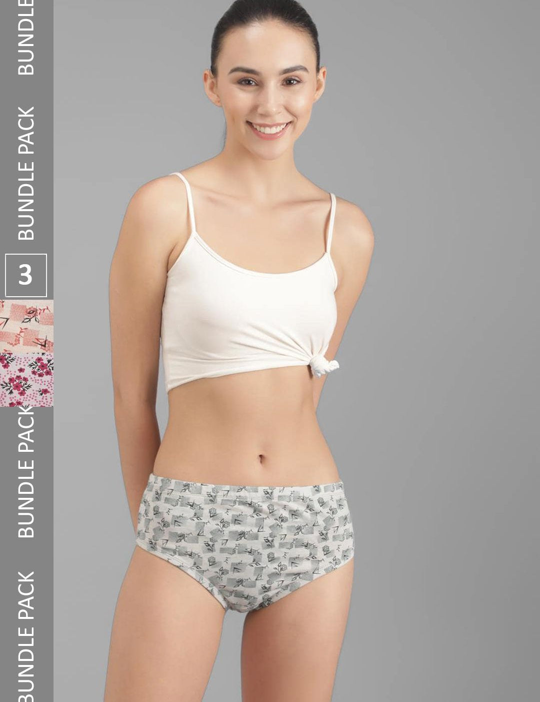 Kotty Women Pack Of 3 Floral Printed Cotton Ultra-Soft Hipster Briefs