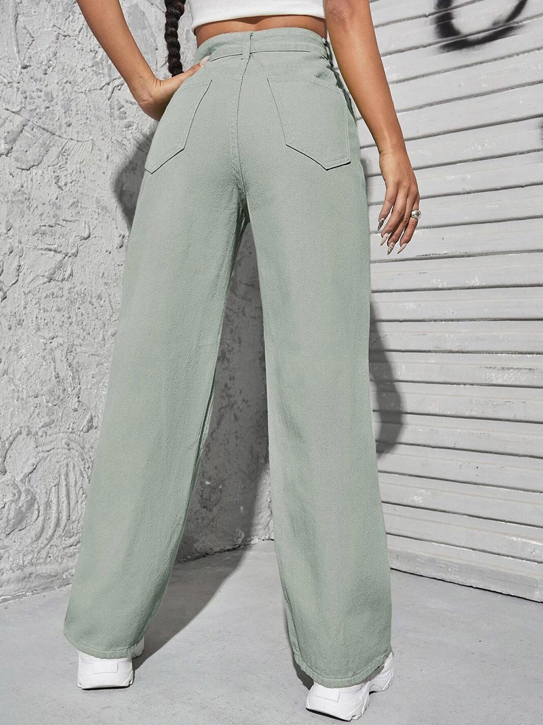 Kotty Women Green Jean Straight Fit High-Rise Stretchable Jeans