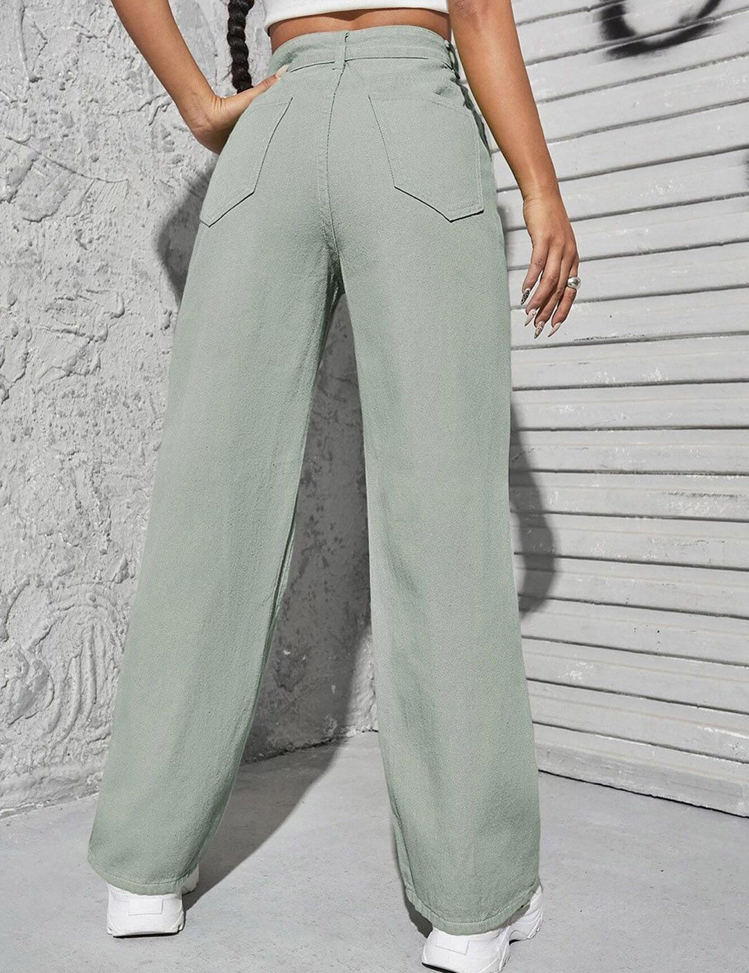 Kotty Women Green Jean Straight Fit High-Rise Stretchable Jeans