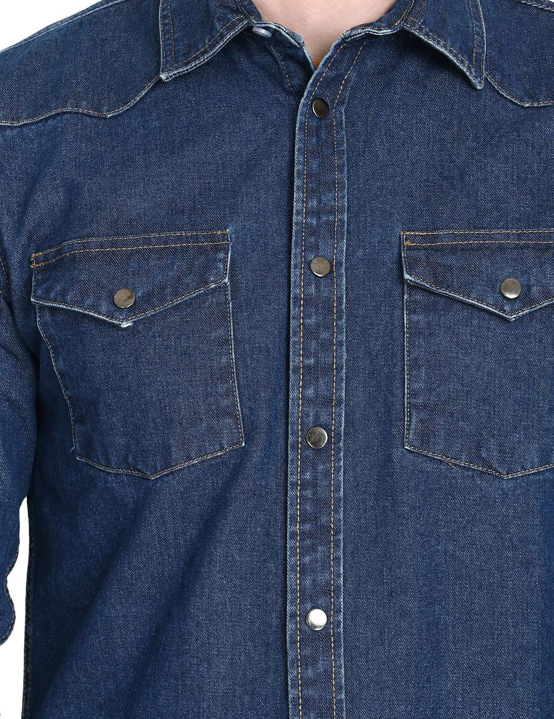 Kotty Men Blue Solid Lightweight Denim Jacket