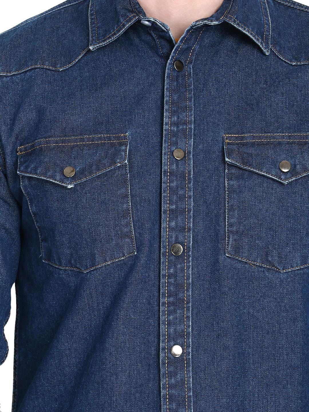 Kotty Men Blue Solid Lightweight Denim Jacket