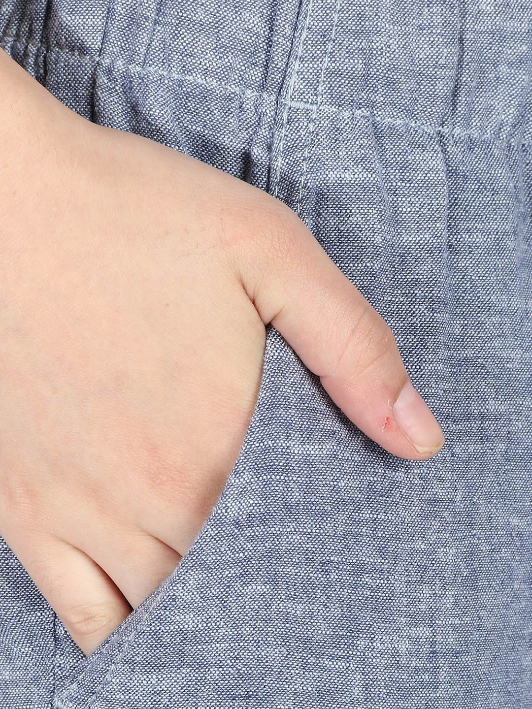 Kotty Women Blue Regular Fit Solid Linen Regular Trousers