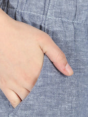 Kotty Women Blue Regular Fit Solid Linen Regular Trousers