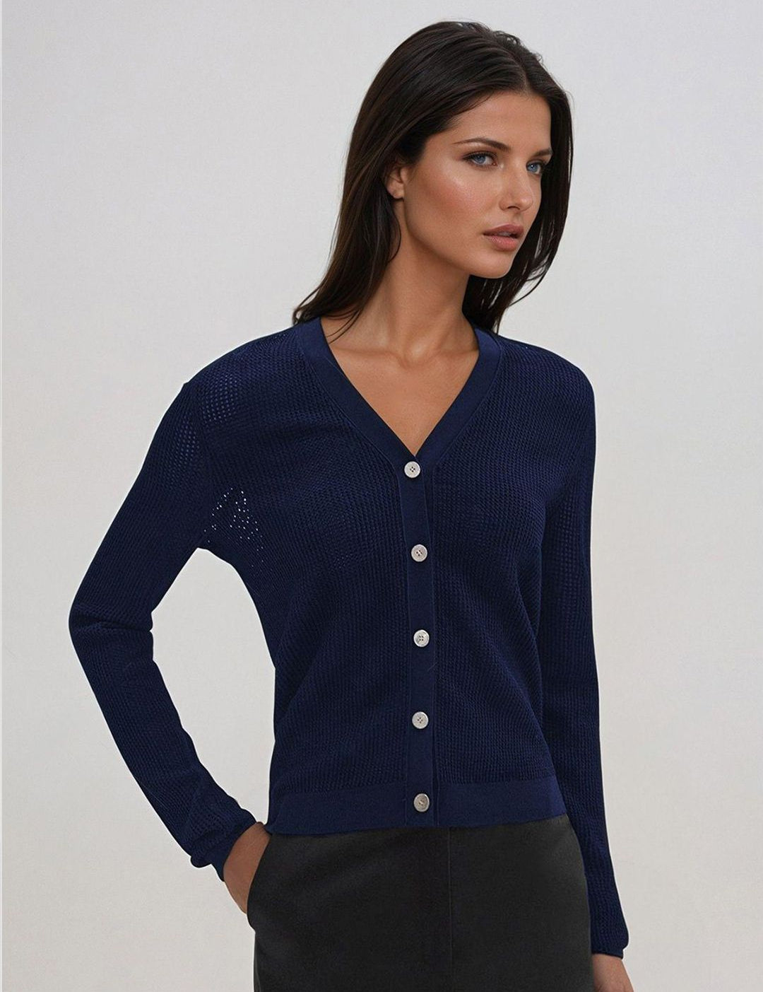 Kotty Women V-Neck Cotton Cardigan