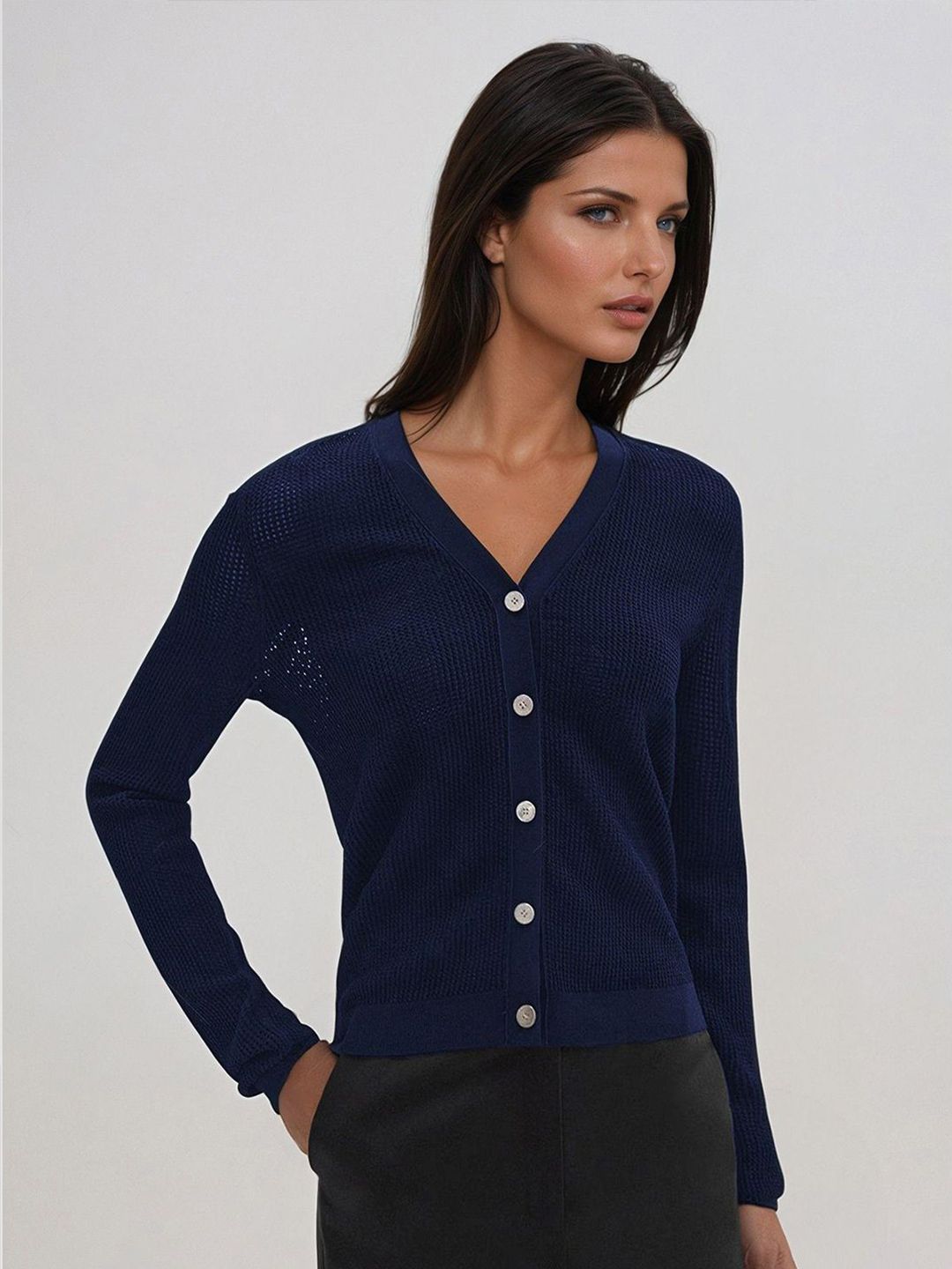 Kotty Women V-Neck Cotton Cardigan