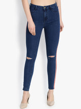 Kotty Women Blue Skinny Fit High-Rise Slash Knee Jeans