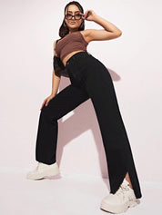 Kotty Women Jean Straight Fit High-Rise Stretchable Slit Jeans