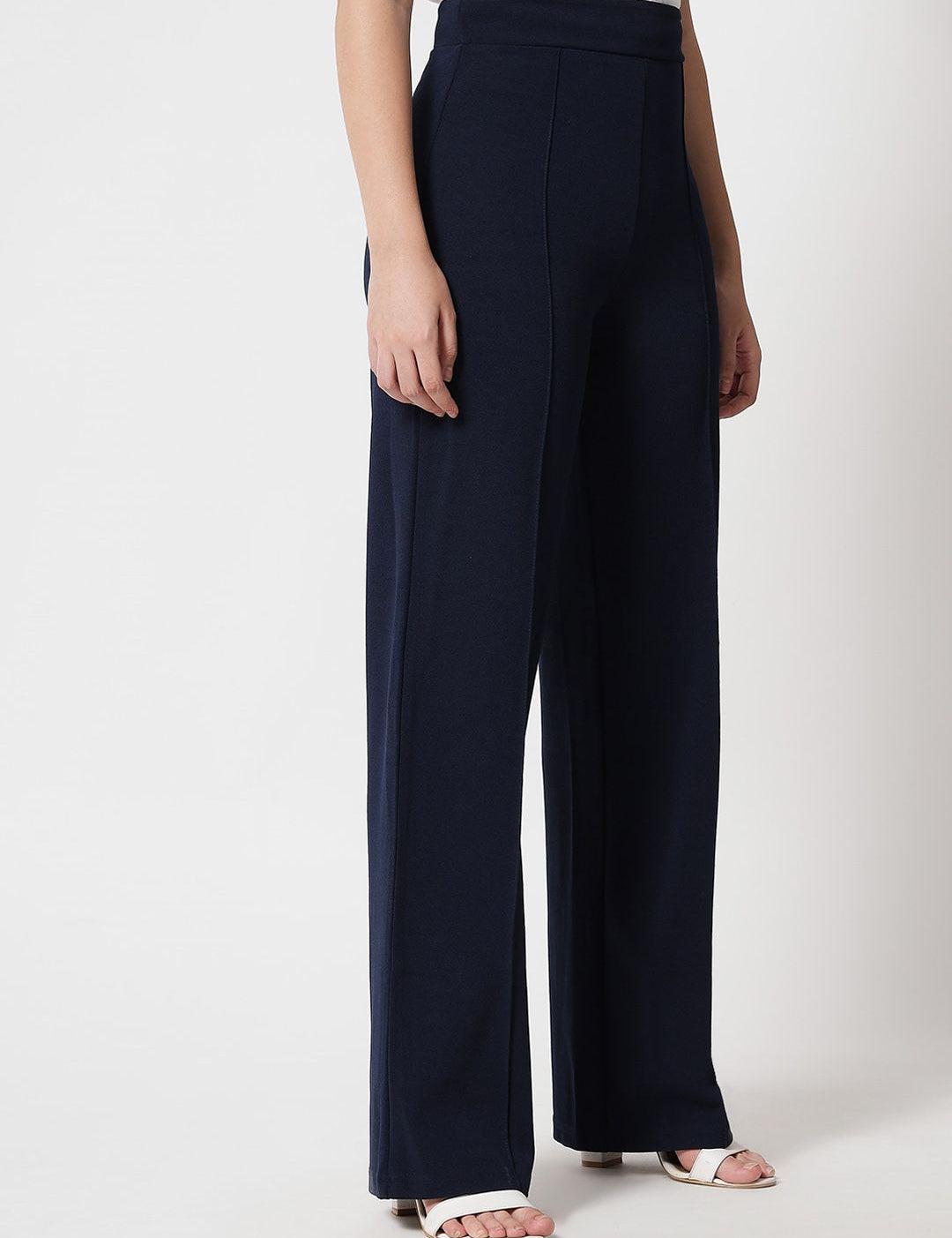 Kotty Women Pack Of 2 Relaxed Straight Leg High-Rise Easy Wash Parallel Trousers