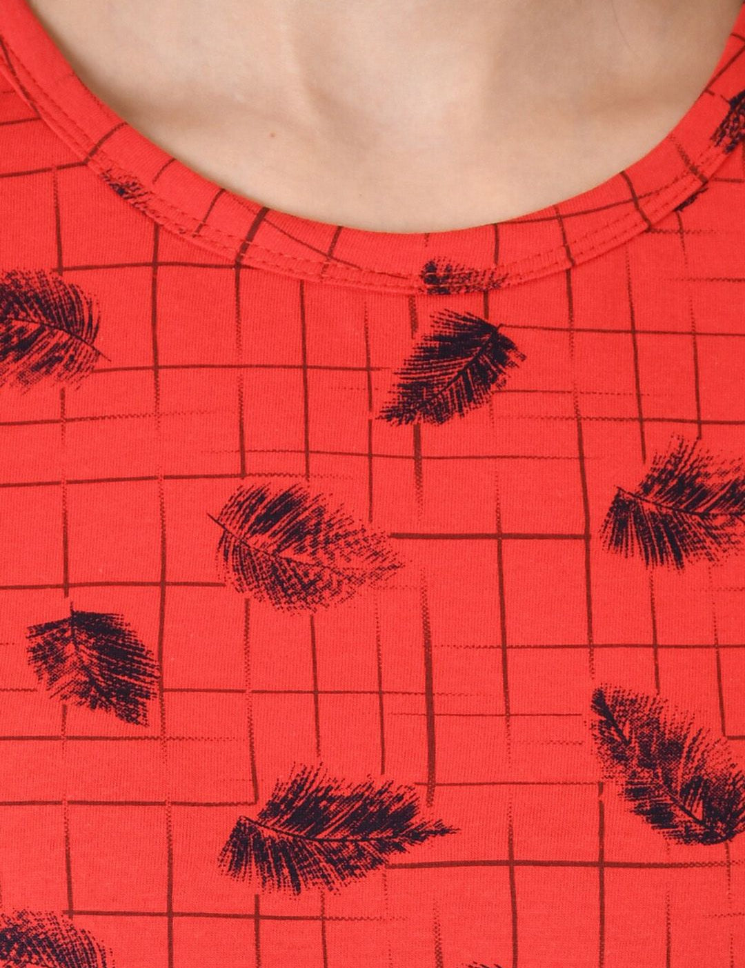 Kotty Women Red Printed Round Neck T-shirt