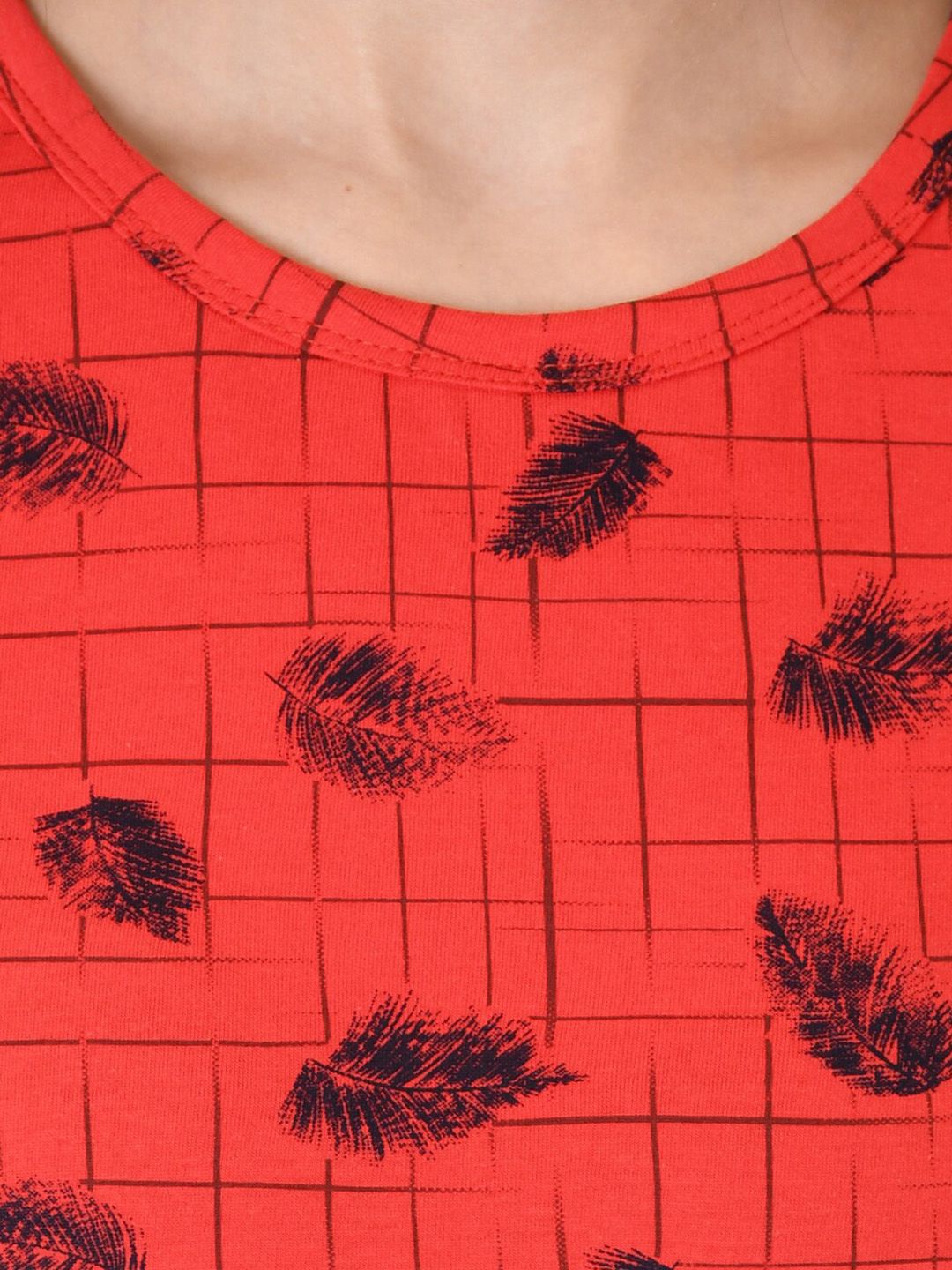 Kotty Women Red Printed Round Neck T-shirt