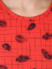 Kotty Women Red Printed Round Neck T-shirt
