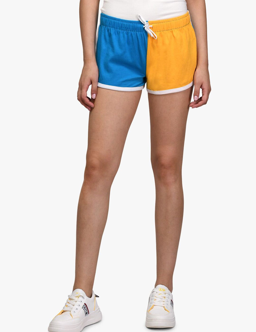 Kotty Women Blue Colourblocked Slim Fit Hot Pants