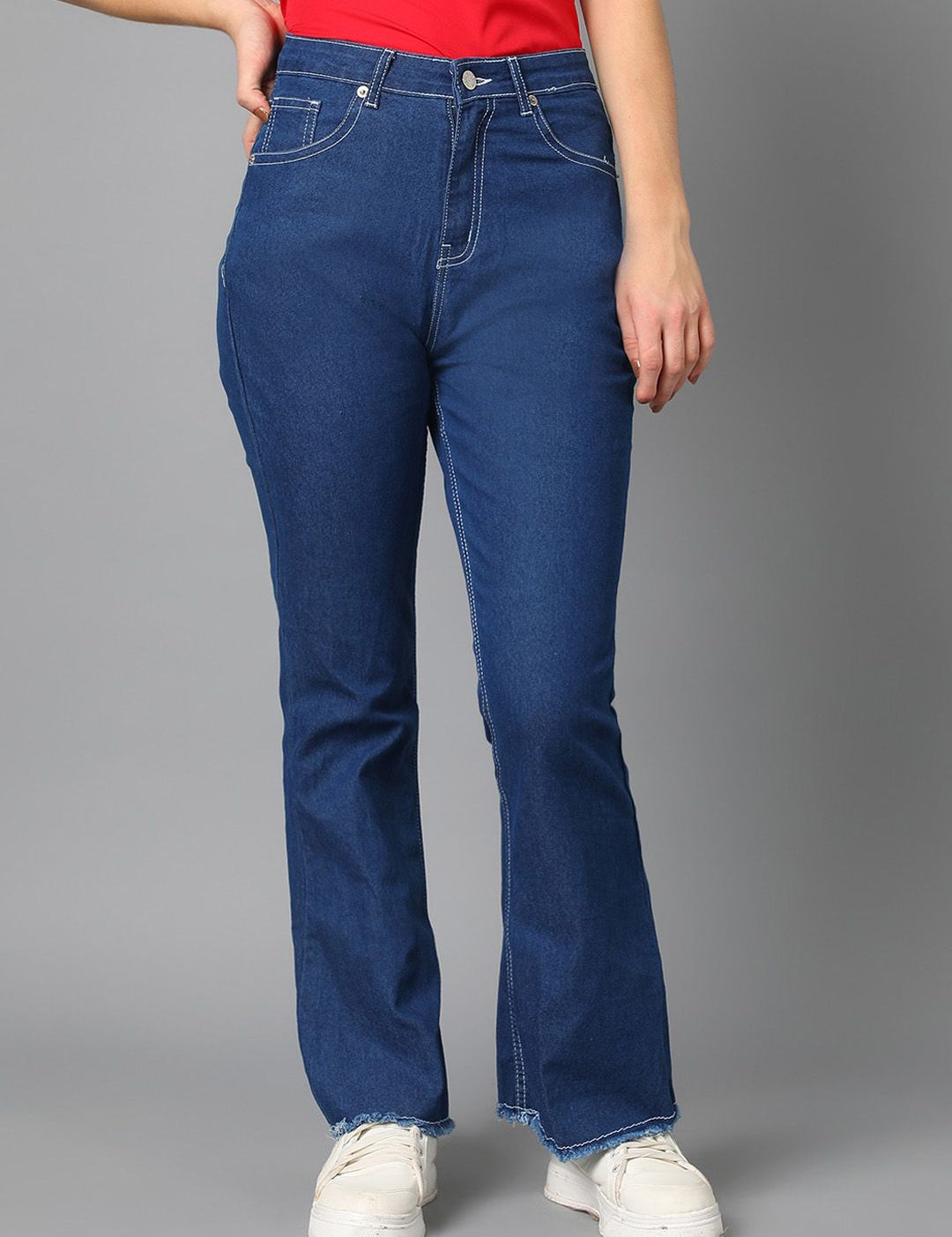 Kotty Blue Women Jean Bootcut High-Rise Clean Look Stretchable Jeans