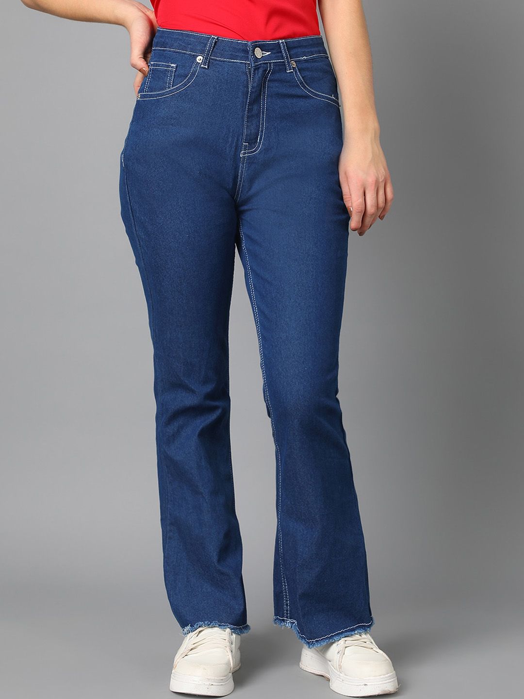 Kotty Blue Women Jean Bootcut High-Rise Clean Look Stretchable Jeans