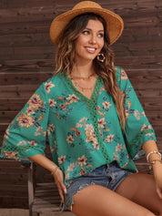 Kotty Green Floral Print Crepe Top