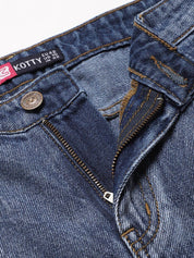 Kotty Women Blue Regular Fit Mid-Rise Low Distress Stretchable Jeans