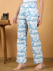 Kotty Women Floral Printed Relaxed Straight Leg Straight Fit Easy Wash Trousers