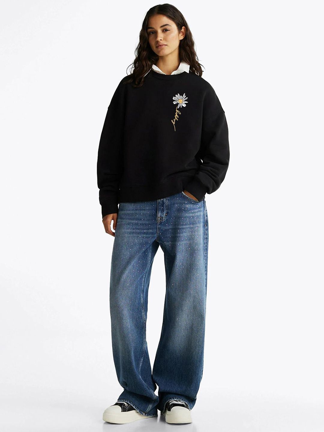 Kotty Women Graphic Printed Round NeckFull Sleeve Oversized Sweatshirt