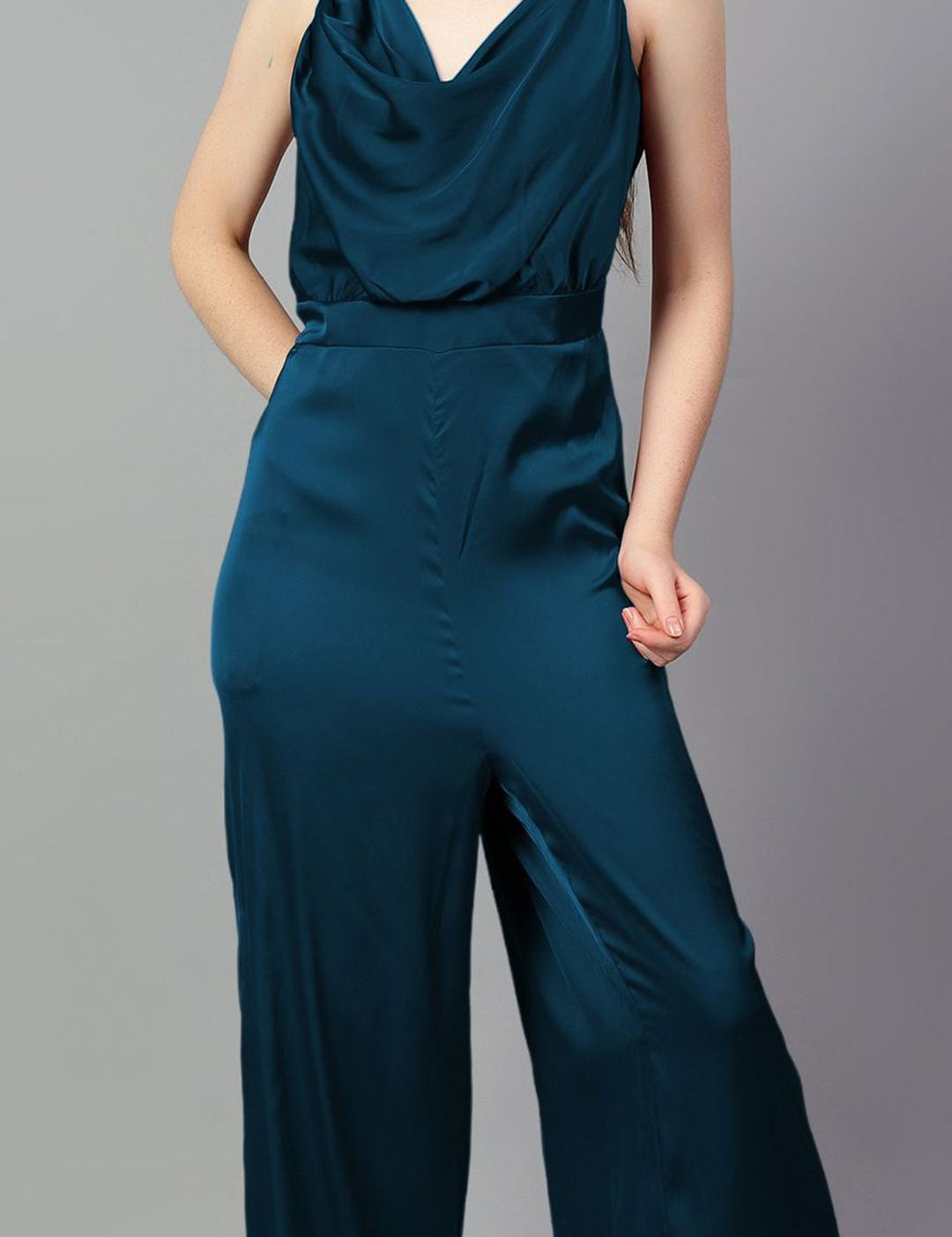 Kotty Cowl Neck Basic Solid Jumpsuit