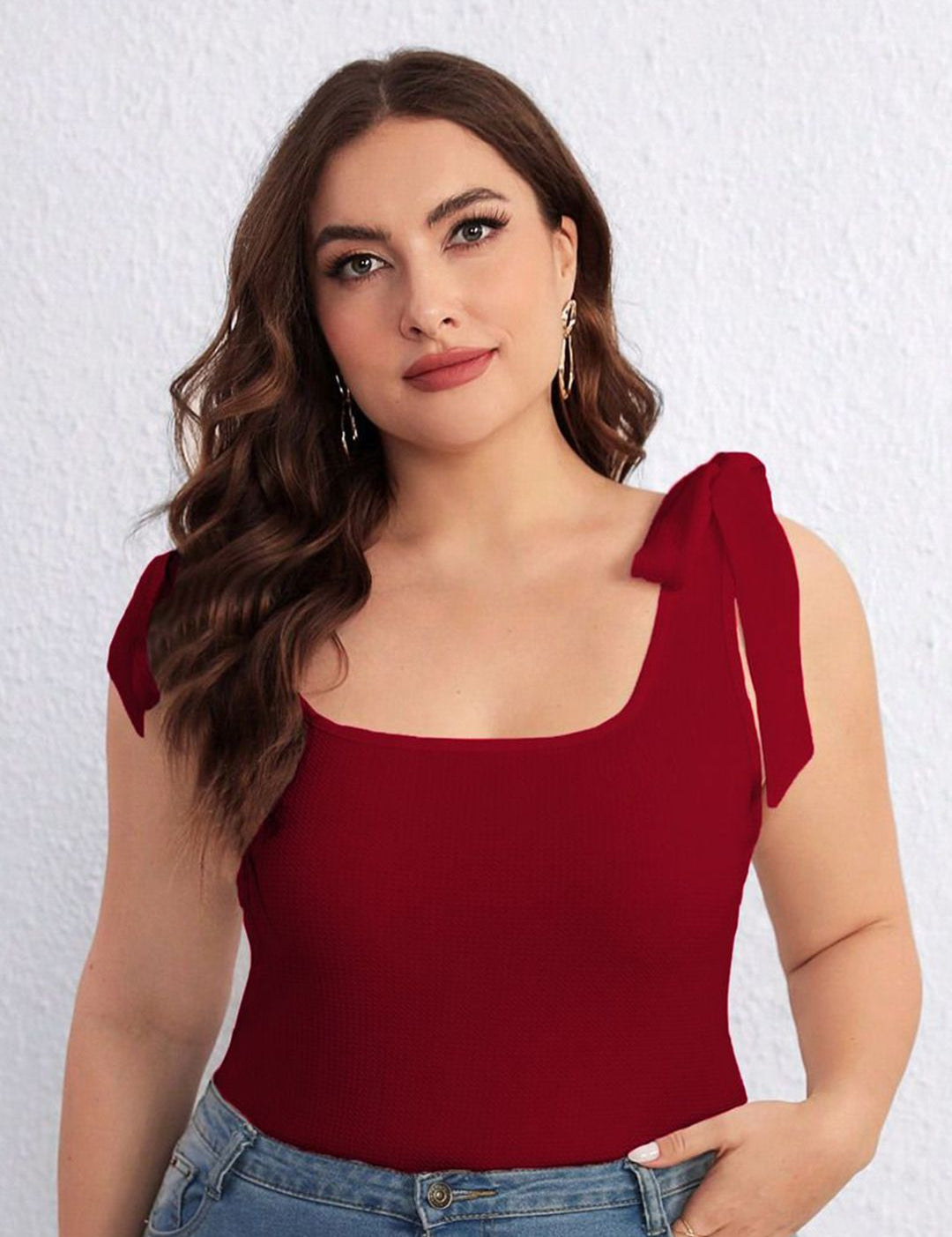 KOTTY Women Plus Size Solid Scoop Neck Top