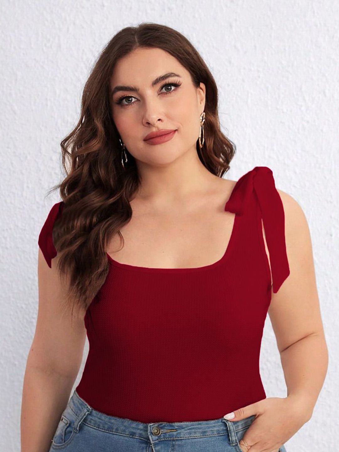 KOTTY Women Plus Size Solid Scoop Neck Top