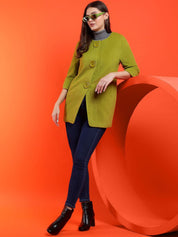 Kotty Band Collar Long Sleeves Overcoat