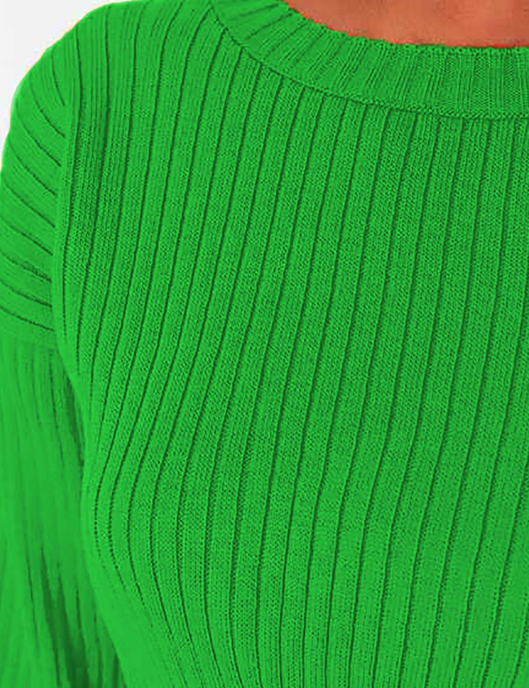 Kotty Women Cotton Solid Round Neck Long Sleeves Crop Pullover