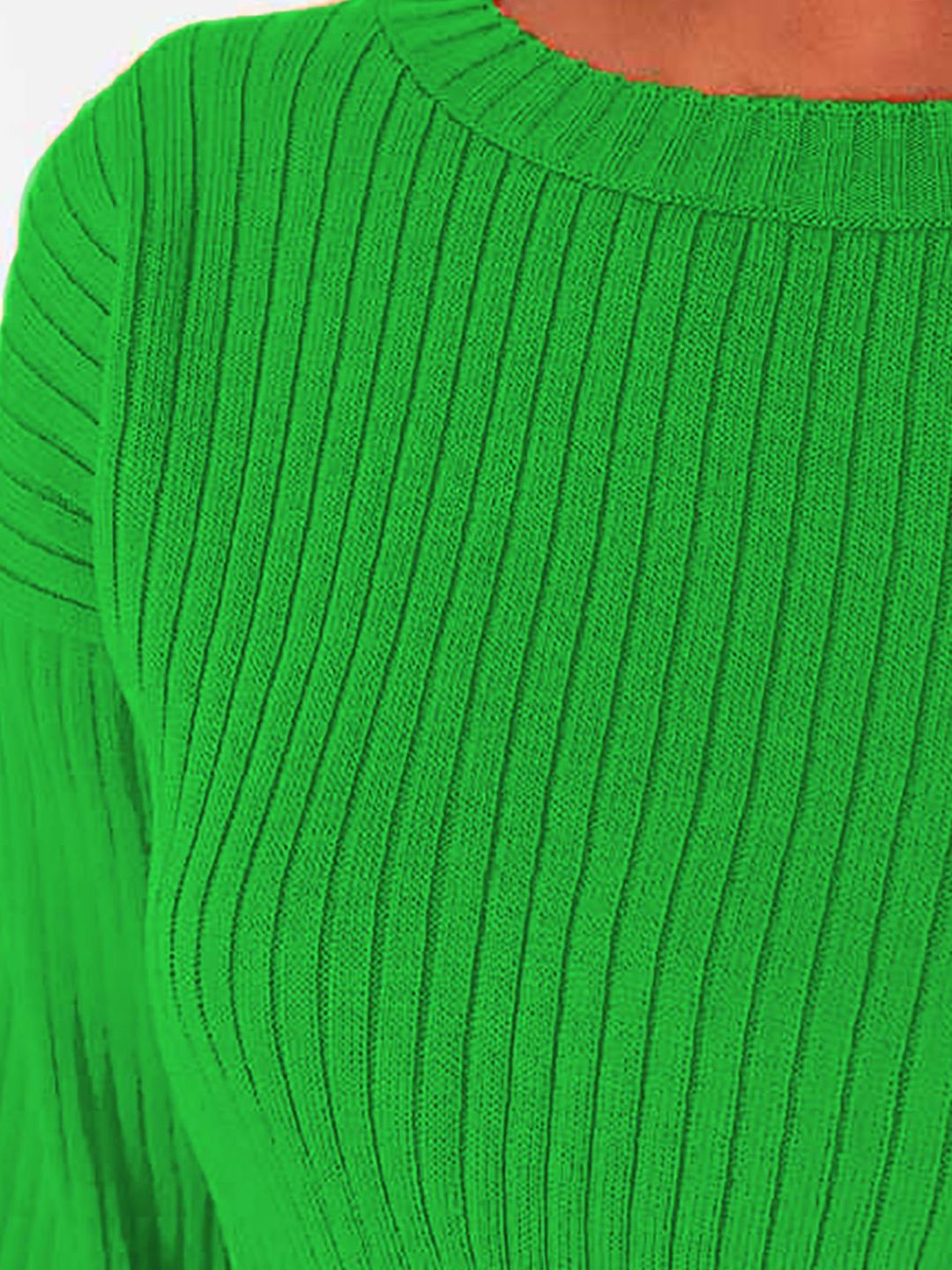 Kotty Women Cotton Solid Round Neck Long Sleeves Crop Pullover