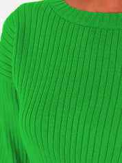 Kotty Women Cotton Solid Round Neck Long Sleeves Crop Pullover