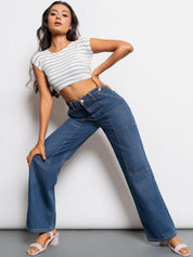 Kotty Women Jean Wide Leg High-Rise Stretchable Jeans