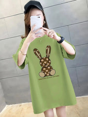 Kotty Graphic Printed Round Neck Drop-Shoulder Sleeves Oversized T-shirt