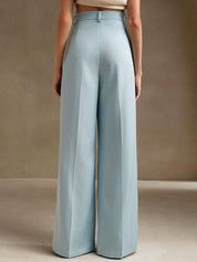 Kotty Women Relaxed Straight Leg High-Rise Pleated Wide Leg Trousers