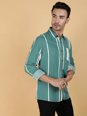 Kotty Men Relaxed Spread Collar Graphic Printed Cotton Casual Shirt