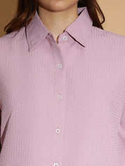Kotty Purple Spread-Neck Shirt With Short