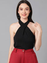 Kotty Halter Neck Satin Styled Back Top