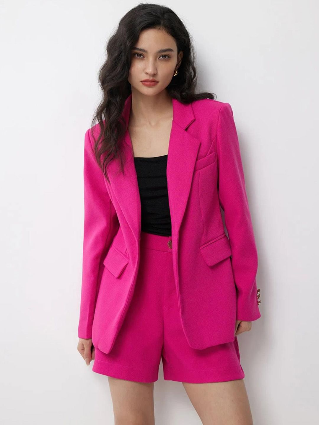 Kotty Shirt Collar Blazer With Shorts