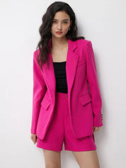 Kotty Shirt Collar Blazer With Shorts