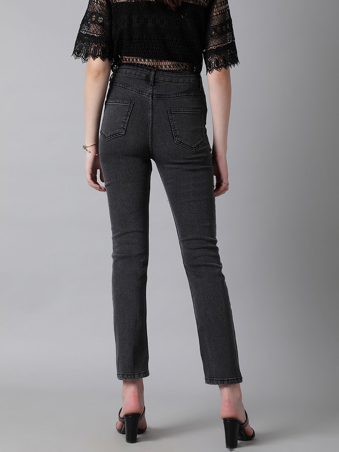 Kotty Women Slim Fit High-Rise Slash Knee Stretchable Jeans