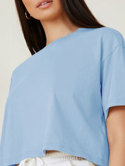 KOTTY Basics Round Neck Crop Oversized T-shirt