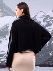 Kotty Women Ribbed High Neck Crop Pullover